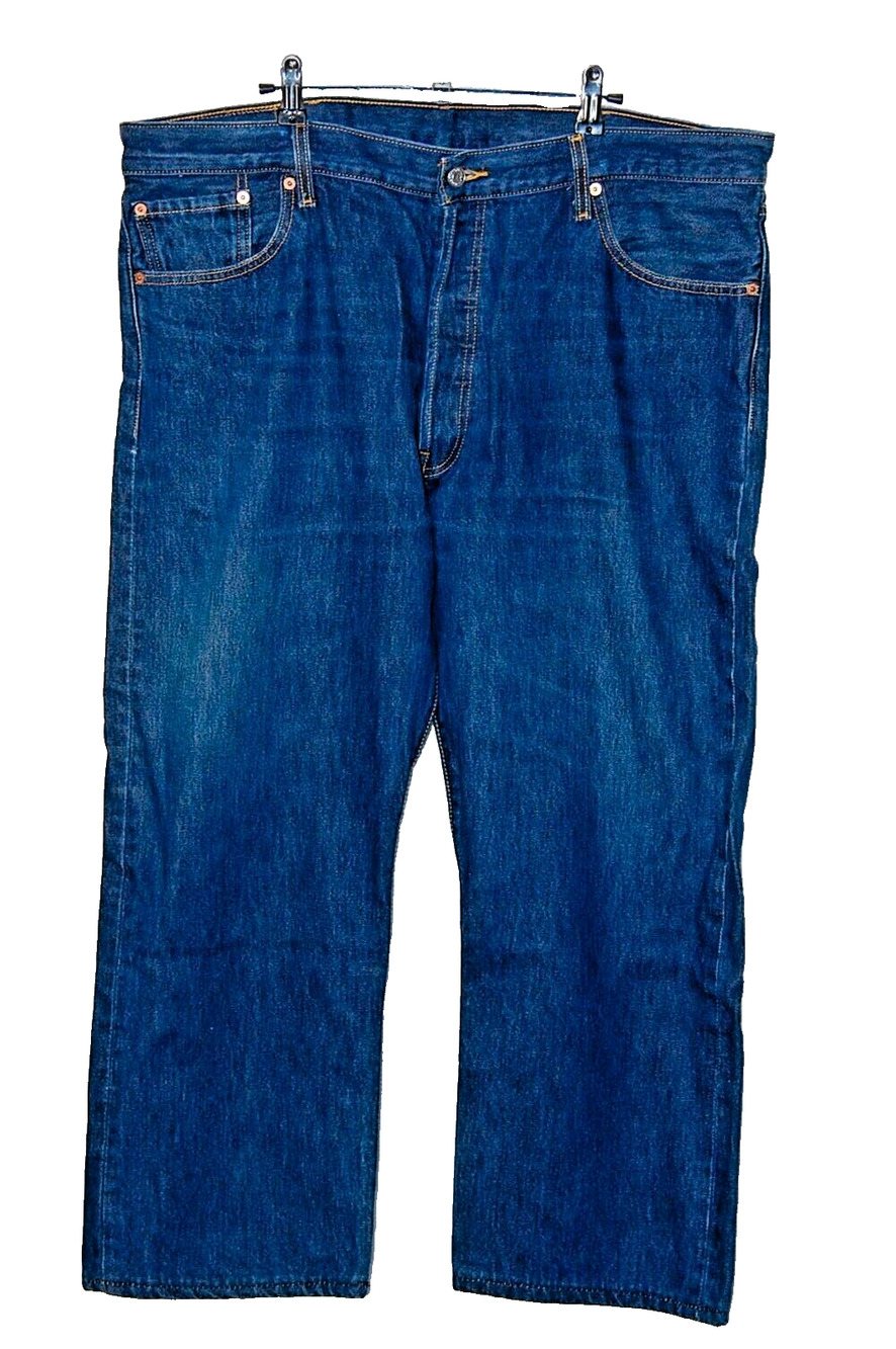 Levis 501 Mens Jeans 42x27 Blue Straight Leg Button Fly Denim Dark Wash Vintage